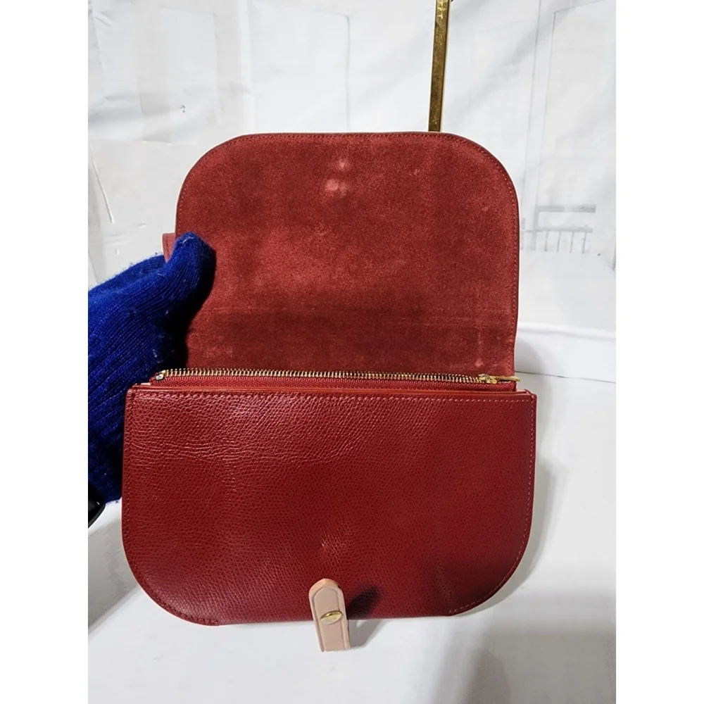 Celine Leather Strap Clutch Wine